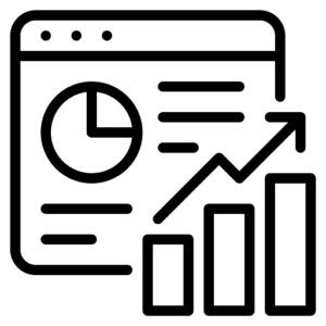 The image illustrates a page in the analytics report dashboard with metrics rising 