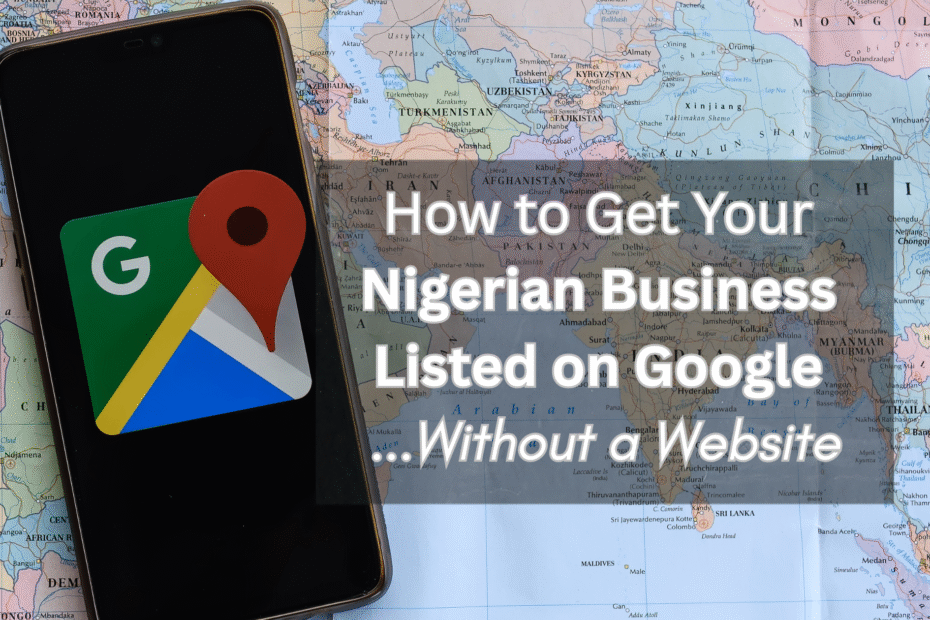 Card showing the title of the blogpost with a phoneby the side. The phone shows Google Map with a location pin.